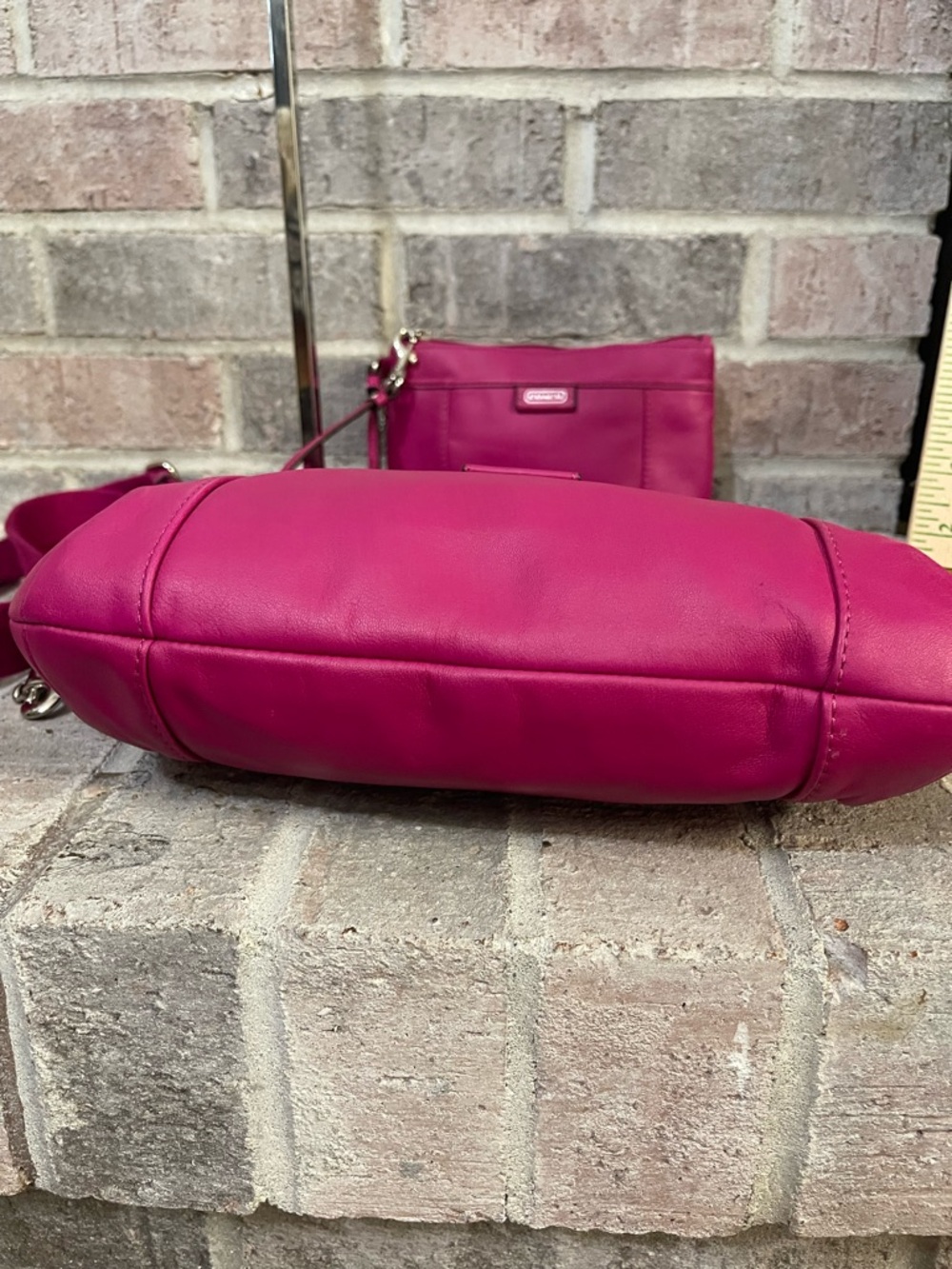 Coach Magenta Shoulder Bag with Removable Strap and Wristlet - Picture 6 of 14